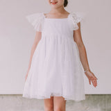 little girls white lace flower girl dress