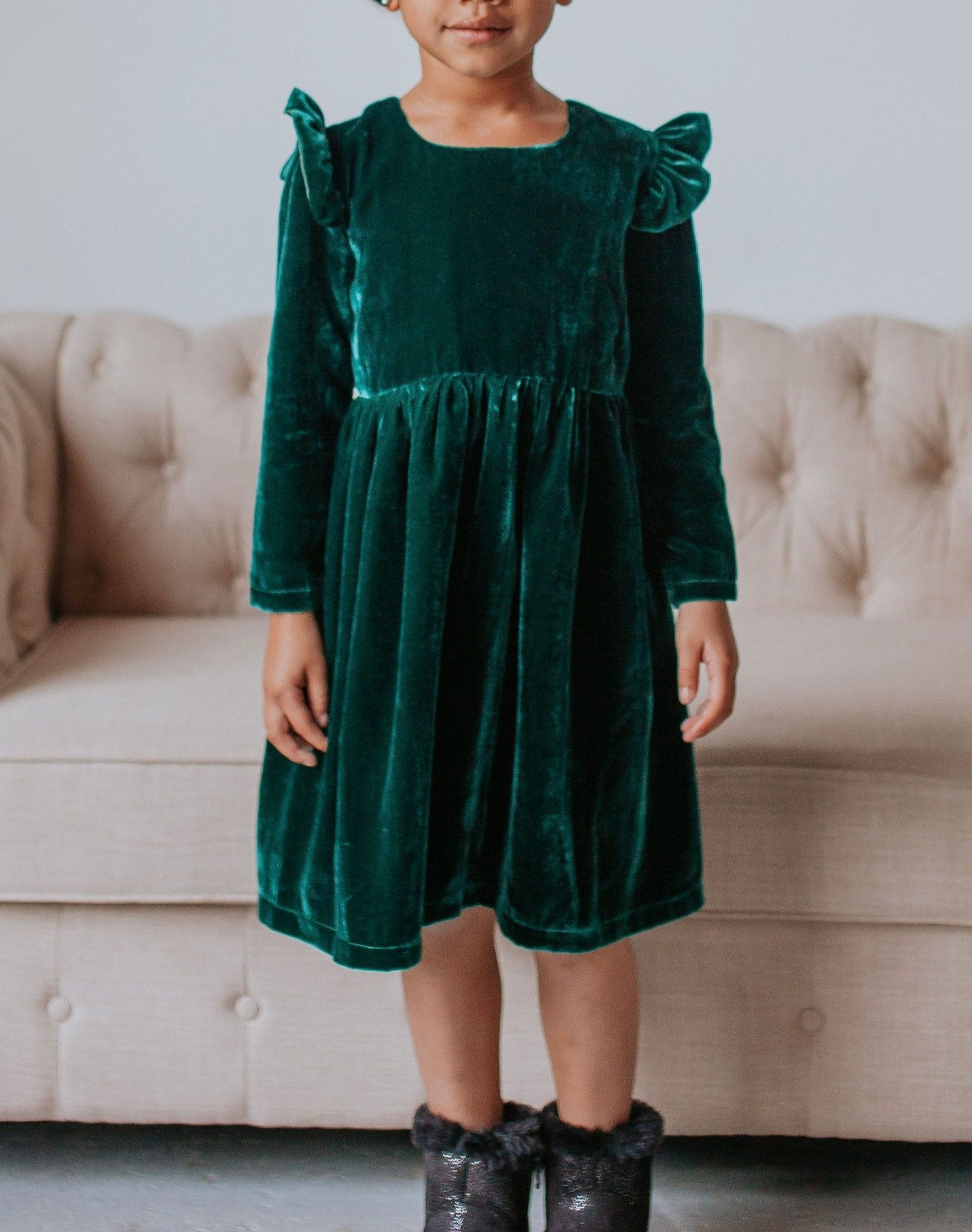 Girls Green Christmas Dress Girls Holiday Outfits Joy Dress for Girl cuteheads