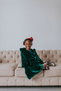 Girls Green Christmas Dress, Girls Holiday Outfits, Joy Dress for Girls 