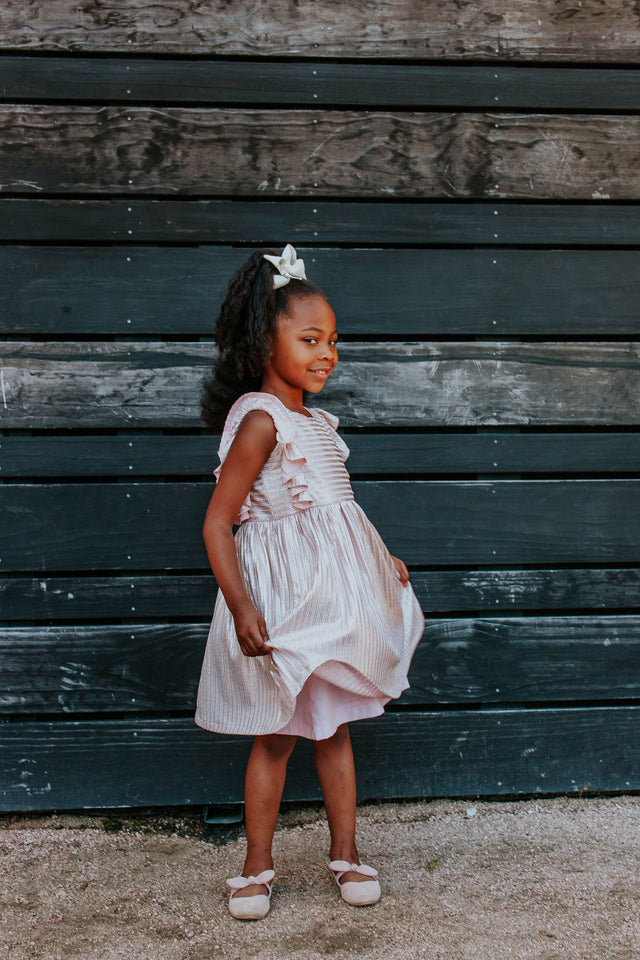 pink metallic dress little girls