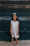 little girls pink metallic ruffle dress