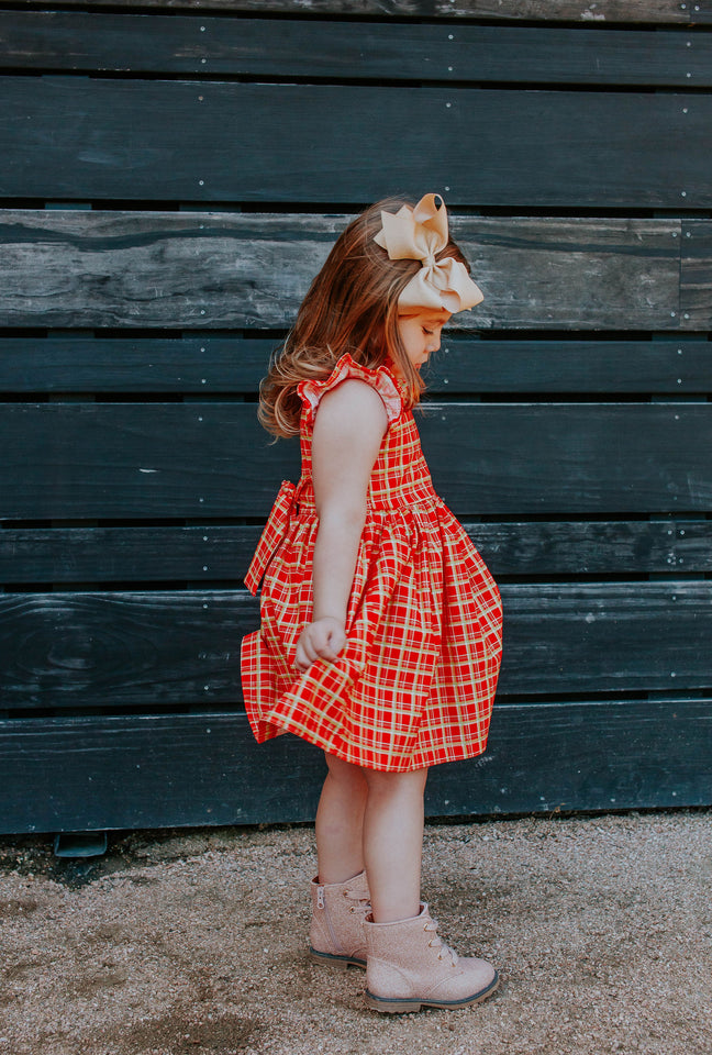 Girls red and gold dress hot sale