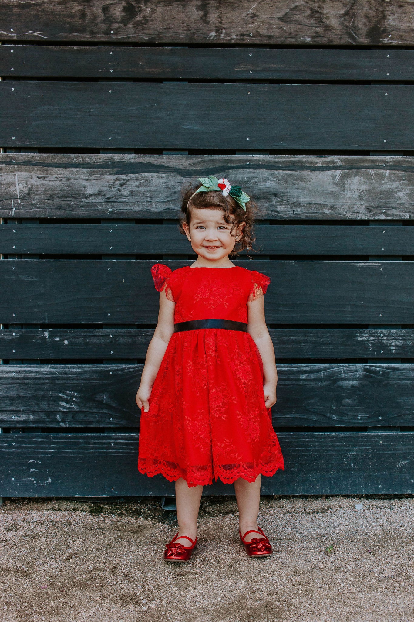 Little girl with 2025 red dress