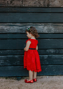 little girls red lace christmas dress