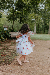 red glittery strawberry dress