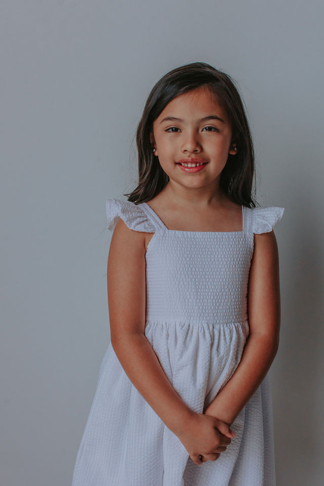 Girls white cotton dress outlet