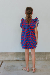 little girls apple print back to school dress
