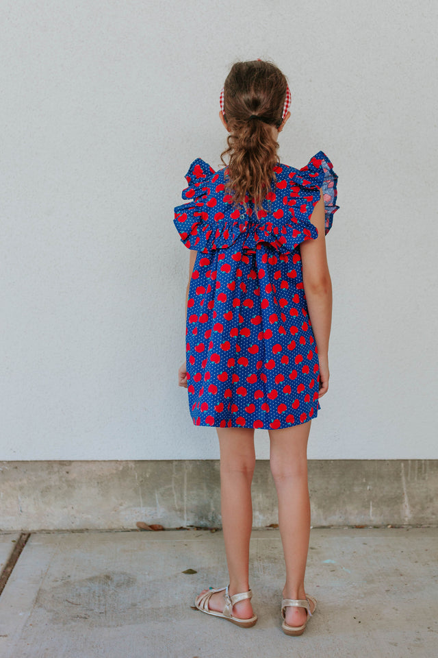 little girls apple print back to school dress