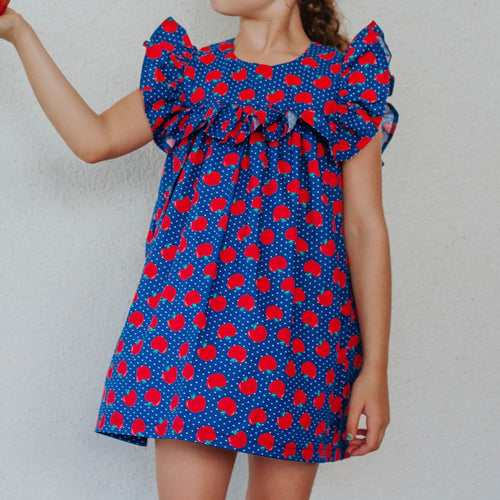 little girls apple print dress