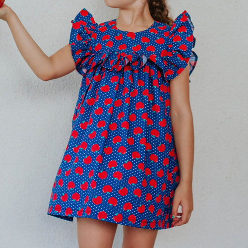 little girls apple print dress