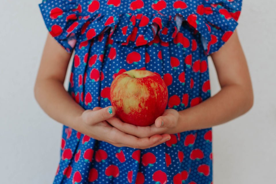 little girls apple print back to school dress