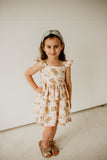 Girl's Bee Print Peplum Twirl Dress