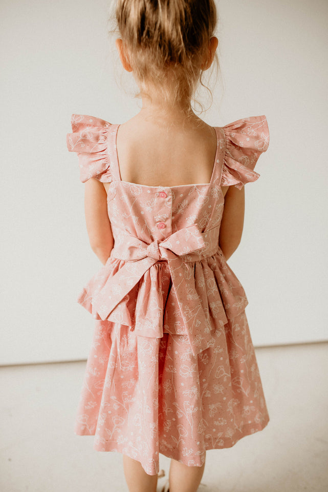 little girls pink and white floral Spring Easter dress