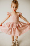 little girls pink and white floral Spring Easter dress