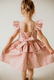 little girls pink and white floral Spring Easter dress