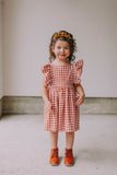 rust red little girls twirl pinafore dress