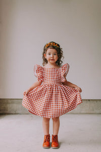 cinnamon brown little girls twirl pinafore dress
