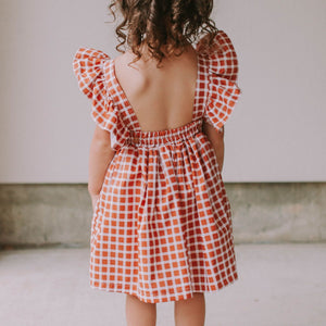 rust brown little girls twirl dress