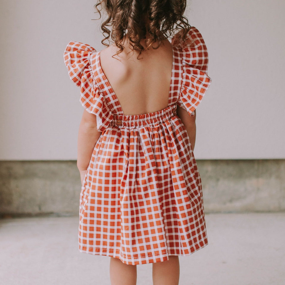 rust brown little girls twirl dress