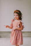 rust red little girls twirl pinafore dress