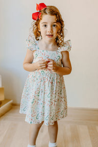 little girls ditsy candy cane print christmas dress