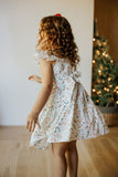 little girls ditsy candy cane print christmas dress