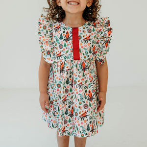 little girls cardinal print Christmas dress