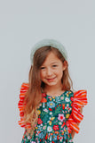 Little Girl's Floral and Stripe Twirl Pinafore Dress