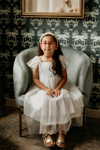 Little Girl's Gold Star Tiered Flower Girl Dress