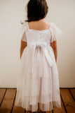 Little Girl's Gold Star Tiered Flower Girl Dress