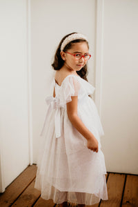 Little Girl's Gold Star Tiered Flower Girl Dress