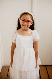 Little Girl's Gold Star Tiered Flower Girl Dress