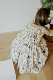 Little Girls Christmas Dog Print Ruffle Dress