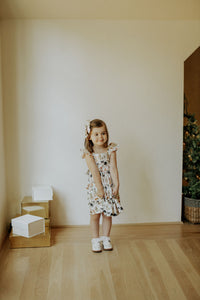 Little Girls Christmas Dog Print Ruffle Dress