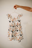 Little Girls Christmas Dog Print Ruffle Dress