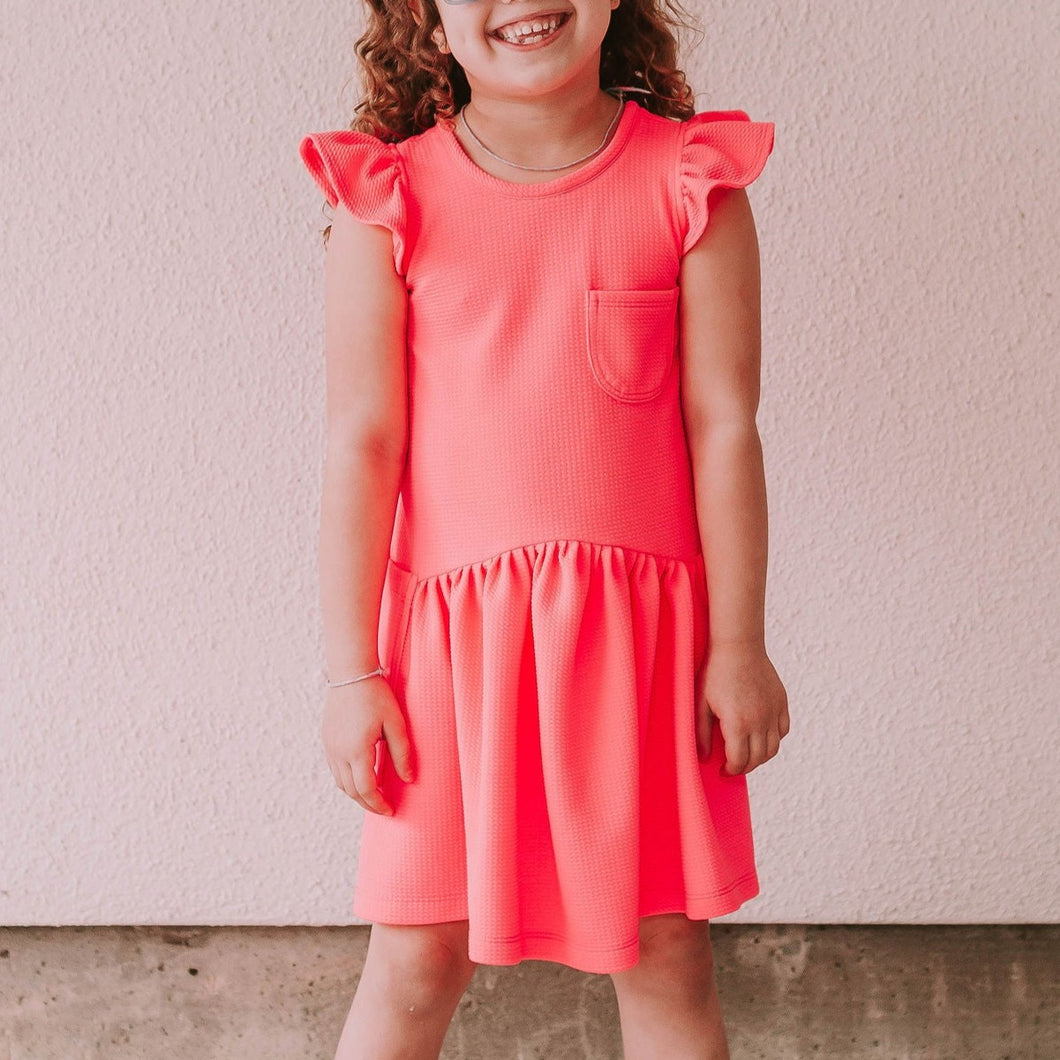 little girls hot pink bullet jersey cotton dress