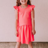 little girls hot pink bullet jersey cotton dress