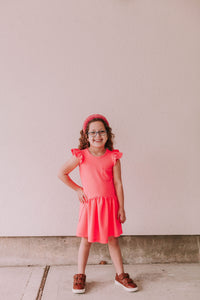 girls neon pink dress