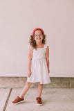 Little Girl’s Khaki and White Seersucker Dress