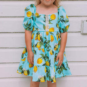 little girls lemon print dress