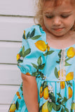 little girls lemon print puff sleeve nap dress