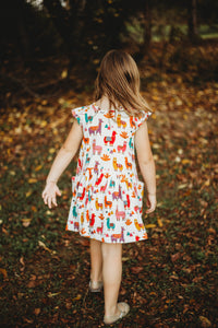 alpaca print little girls dress