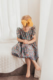 Little Girl's Multicolor Boho Floral Print Ruffle Cotton Dress