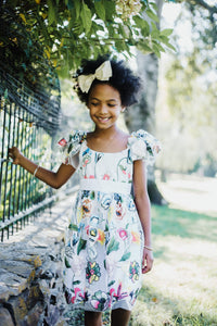 little girls multicolor floral lace flower girl dress