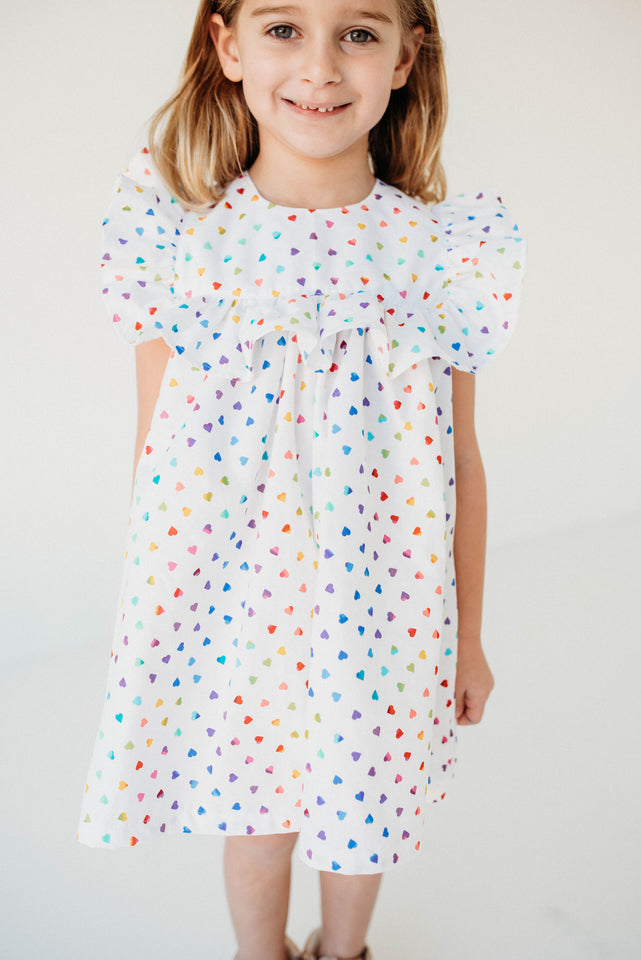 rainbow heart ruffle dress