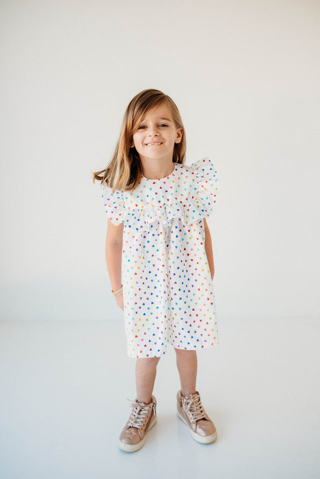 girls rainbow hearts dress