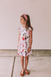 Little Girl's Multicolor Watercolor Floral Print Three-Pocket Jersey Knit Dress