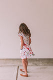 Little Girl's Multicolor Watercolor Floral Print Three-Pocket Jersey Knit Dress