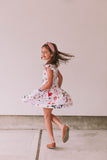 Little Girl's Multicolor Watercolor Floral Print Three-Pocket Jersey Knit Dress