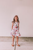 Little Girl's Multicolor Watercolor Floral Print Three-Pocket Jersey Knit Dress